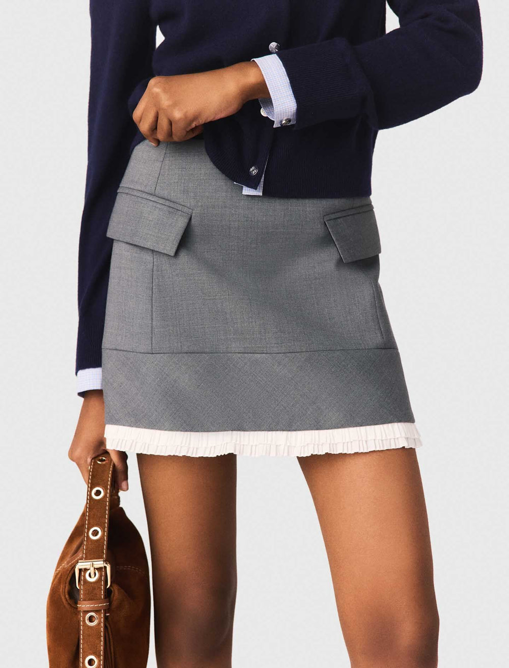 Maje Online / A-line poplin skirt with ruffle