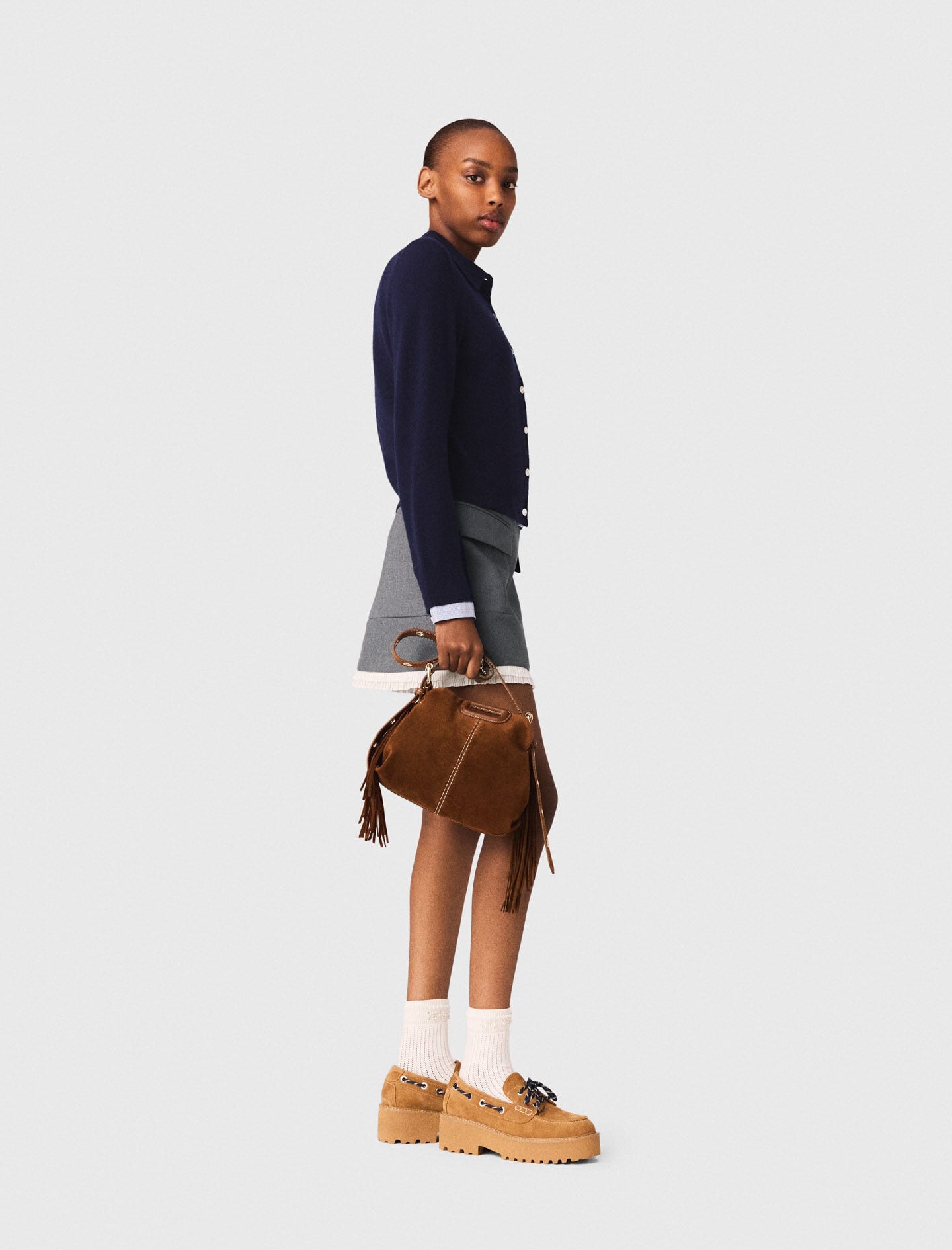 Maje Online / A-line poplin skirt with ruffle