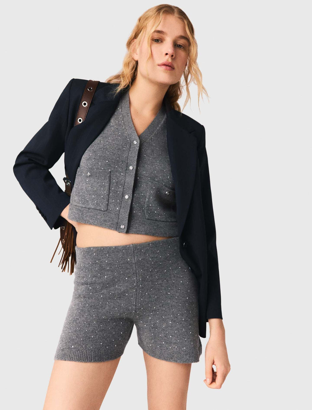 Maje Shop / Knit shorts with rhinestones