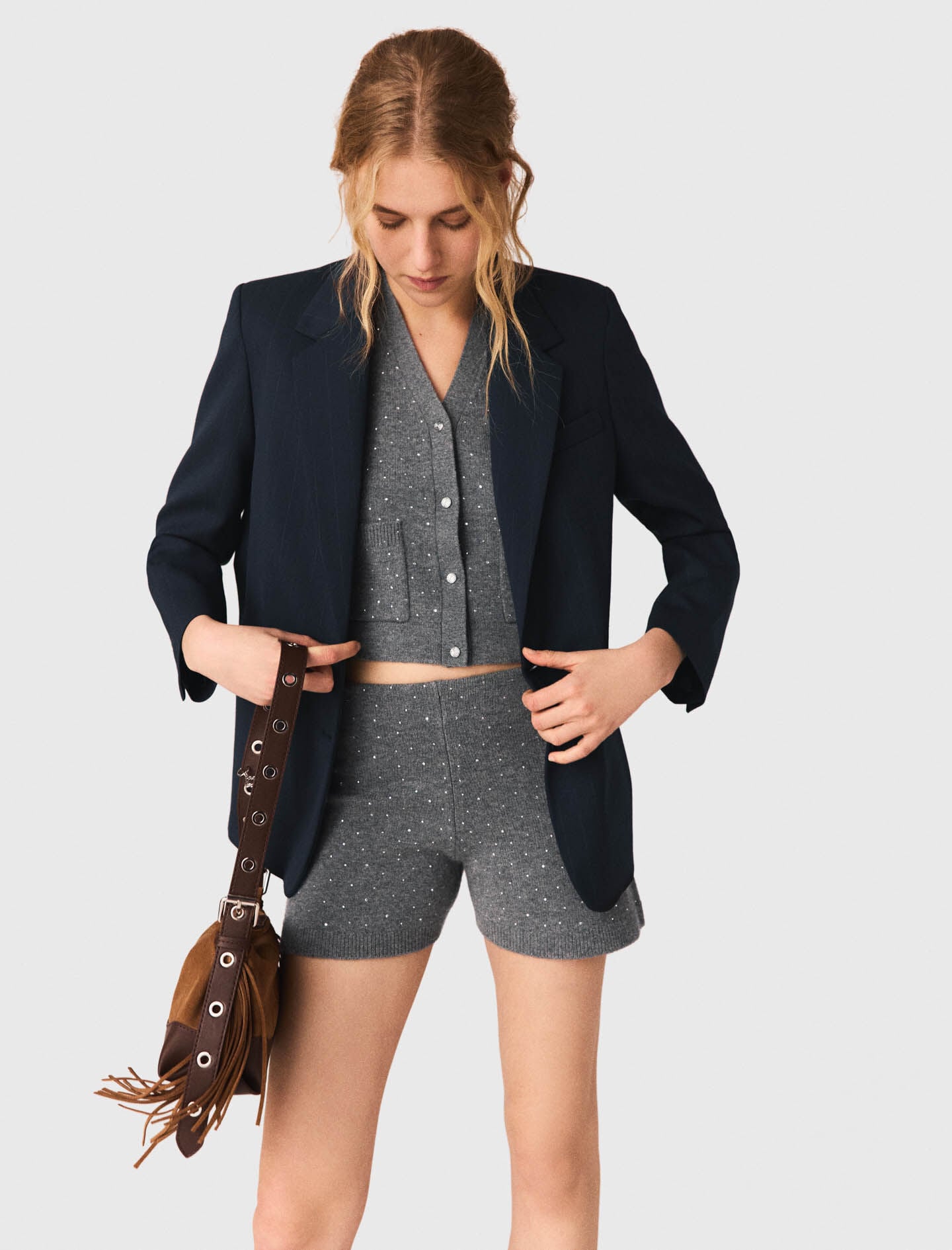 Maje Shop / Knit shorts with rhinestones