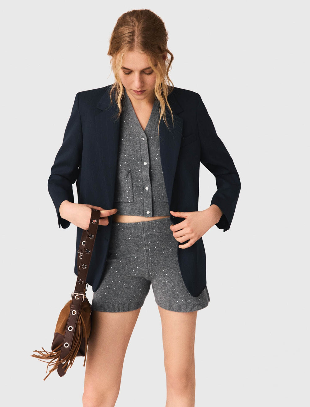 Maje Shop / Knit shorts with rhinestones