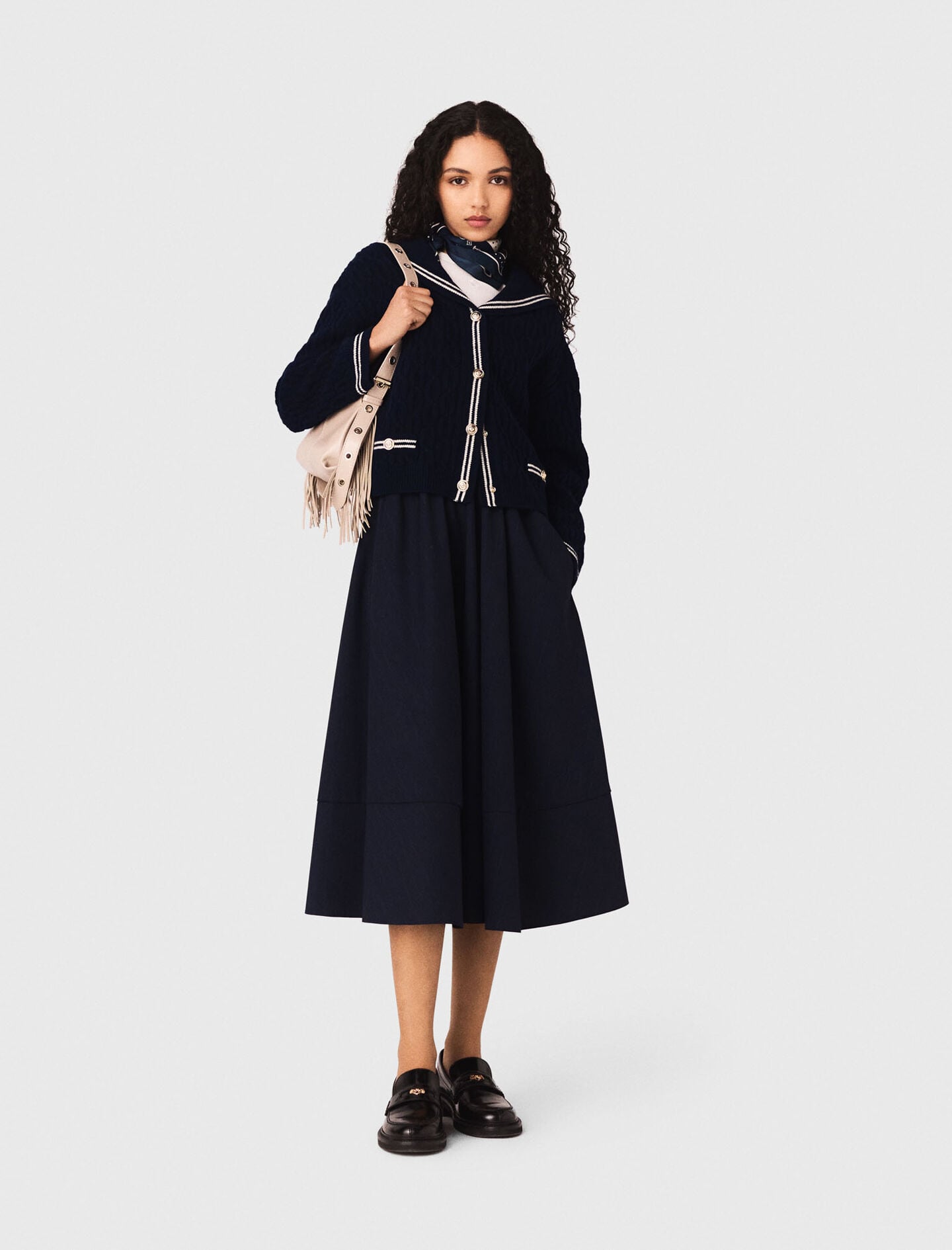 Maje Outlet / Pinstripe tailored midi skirt