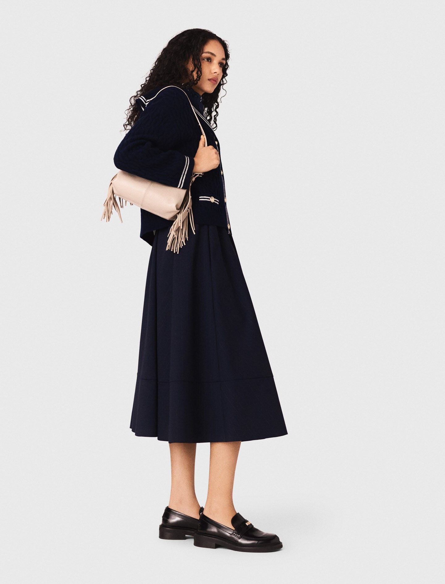 Maje Outlet / Pinstripe tailored midi skirt