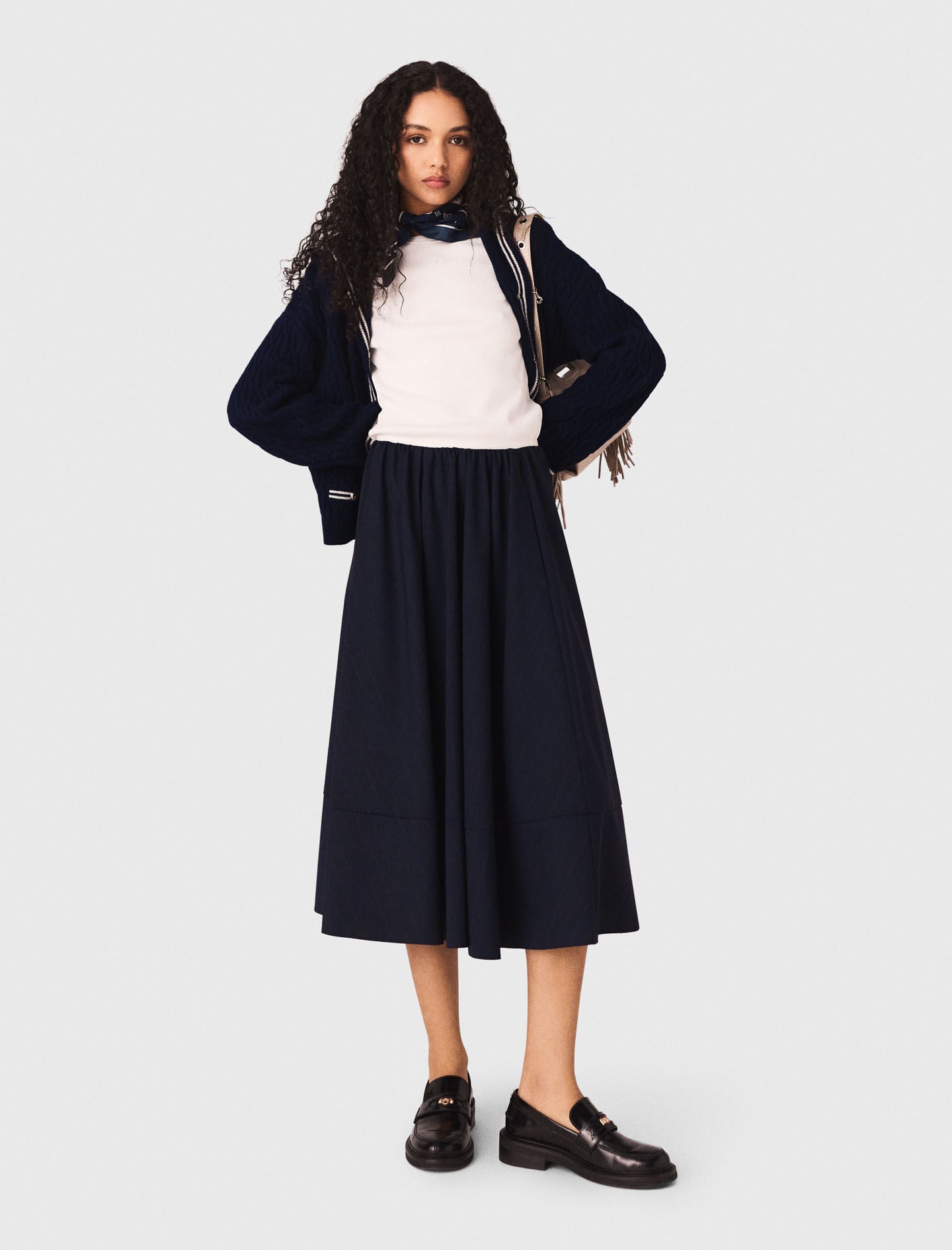 Maje Outlet / Pinstripe tailored midi skirt