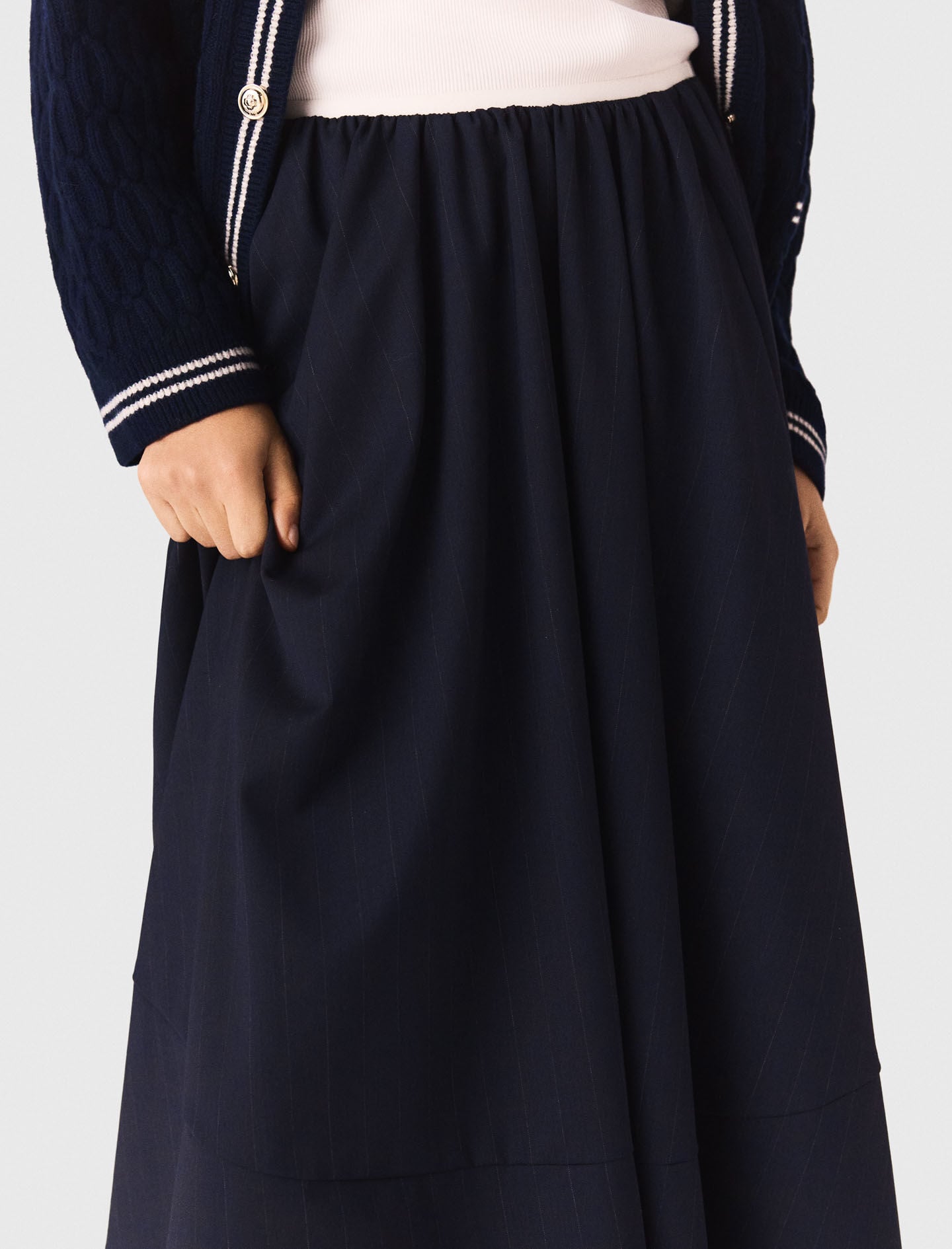 Maje Outlet / Pinstripe tailored midi skirt