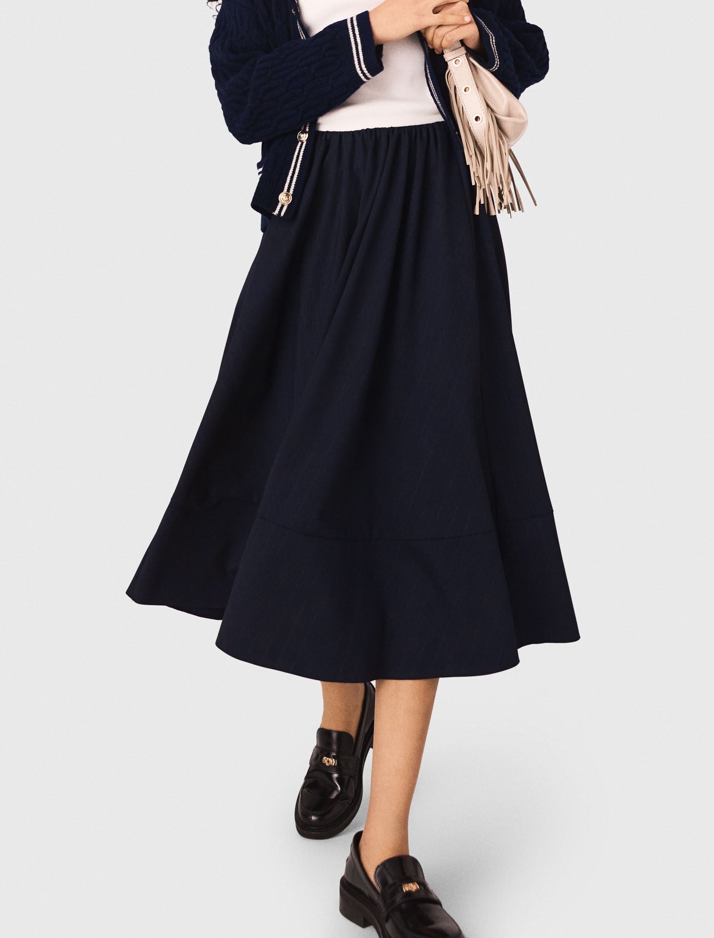 Maje Outlet / Pinstripe tailored midi skirt