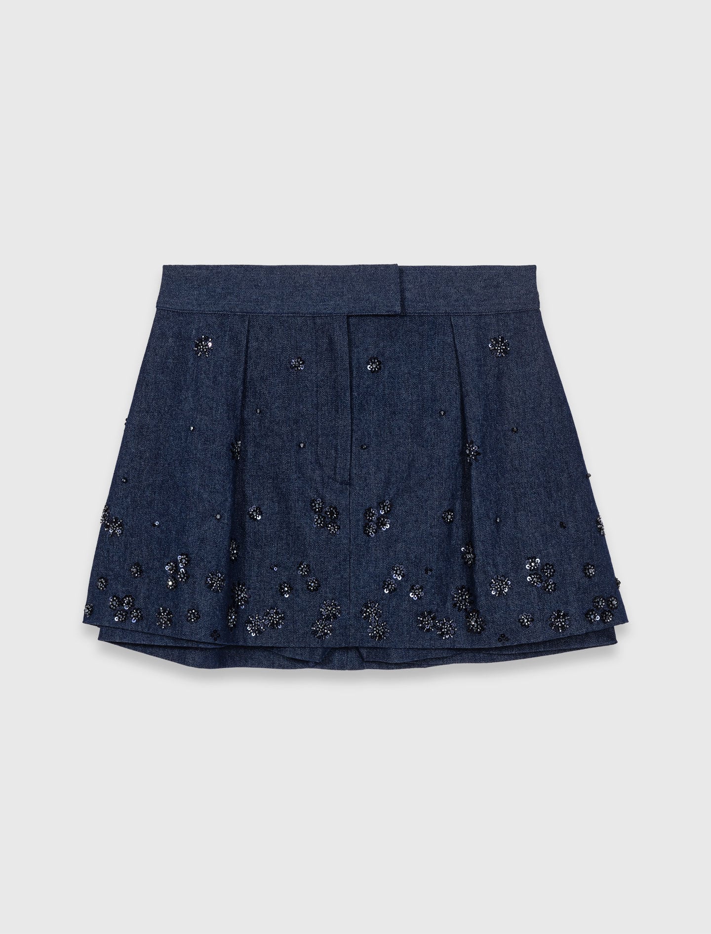 Maje Discount / Layered effect embroidered denim skort