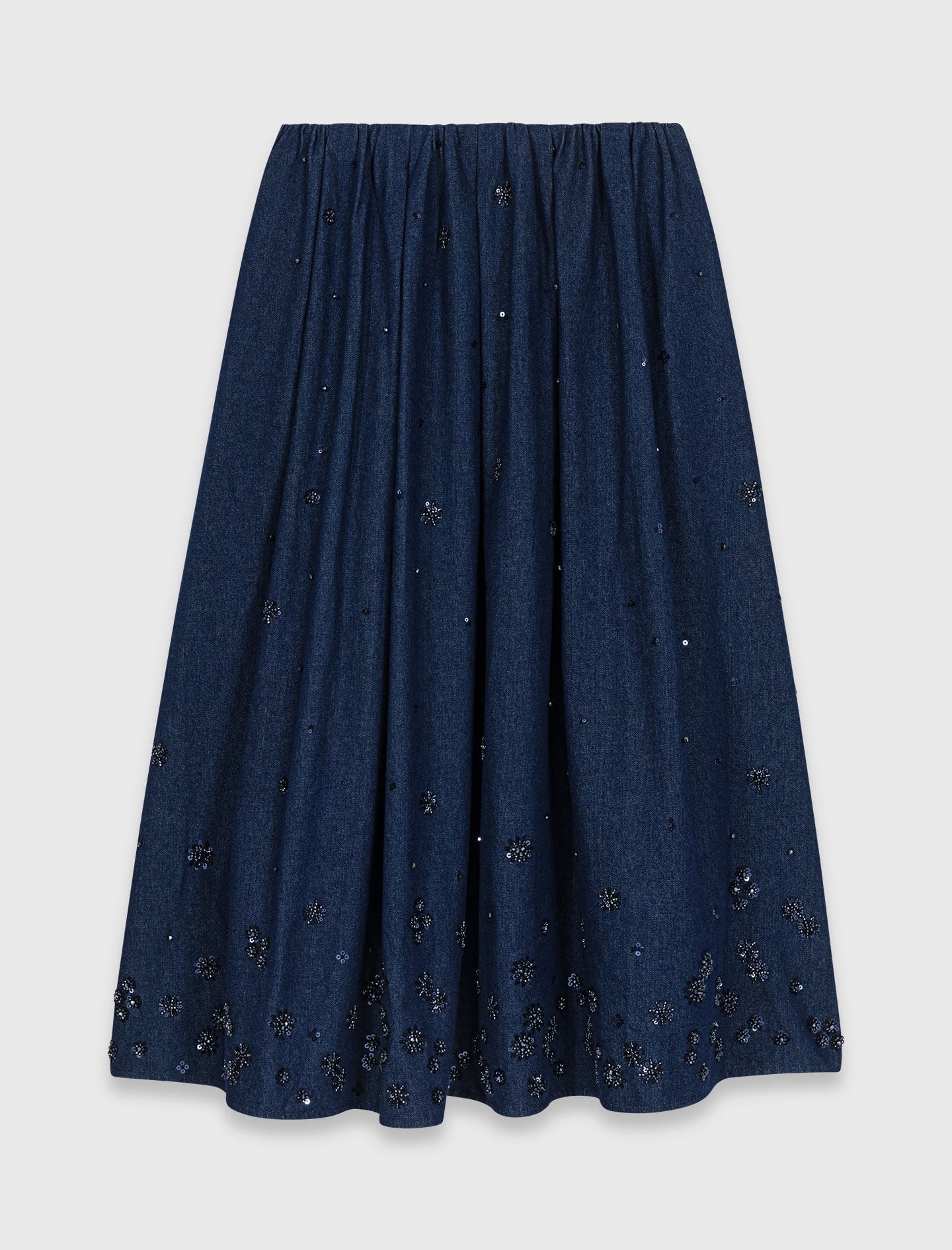Maje Online / Embroidered denim midi skirt