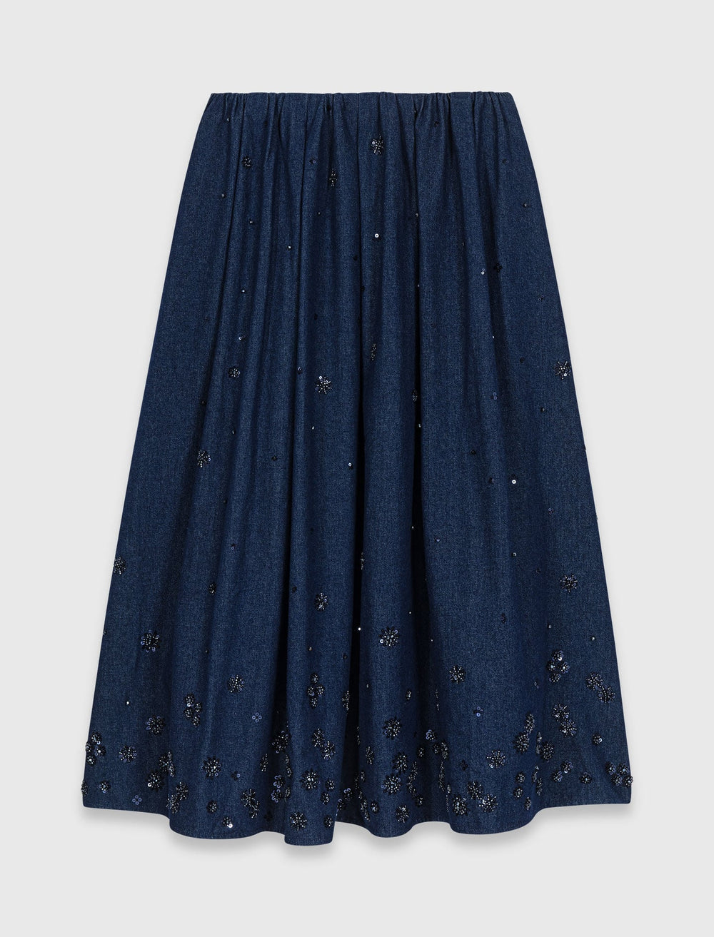 Maje Online / Embroidered denim midi skirt