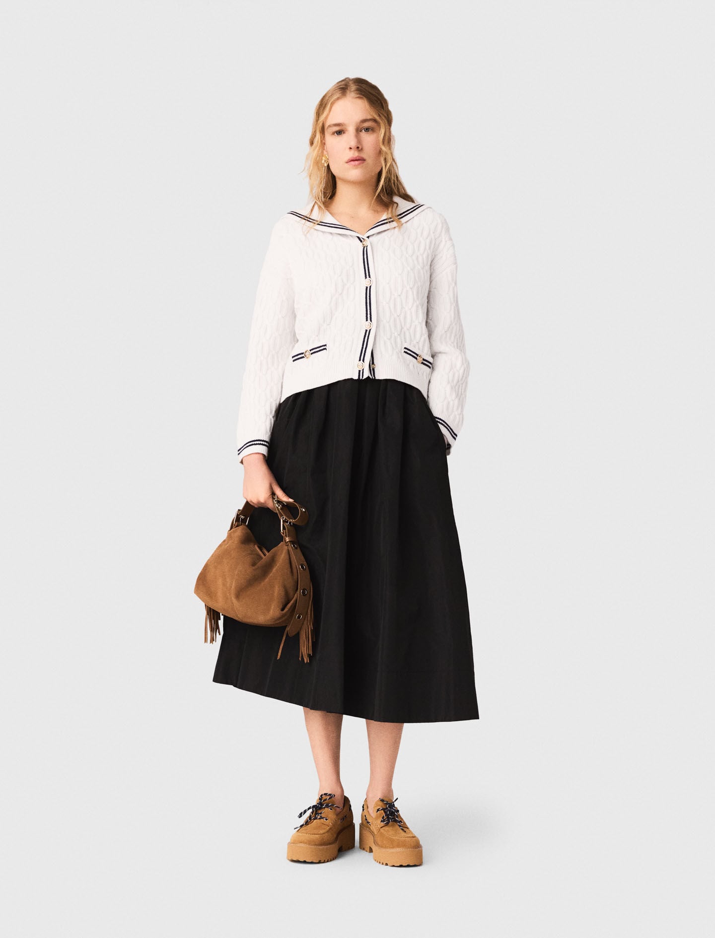 Maje Outlet / maxi skirt with contrast waistband