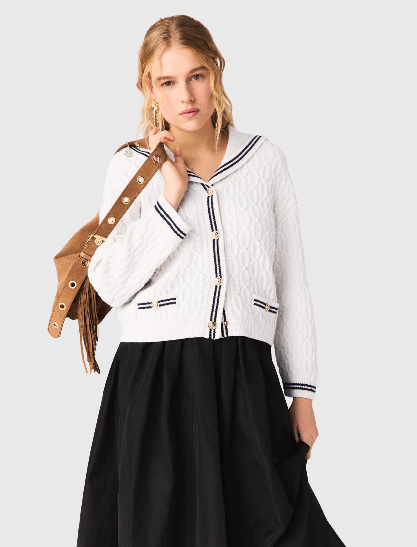 Maje Outlet / maxi skirt with contrast waistband