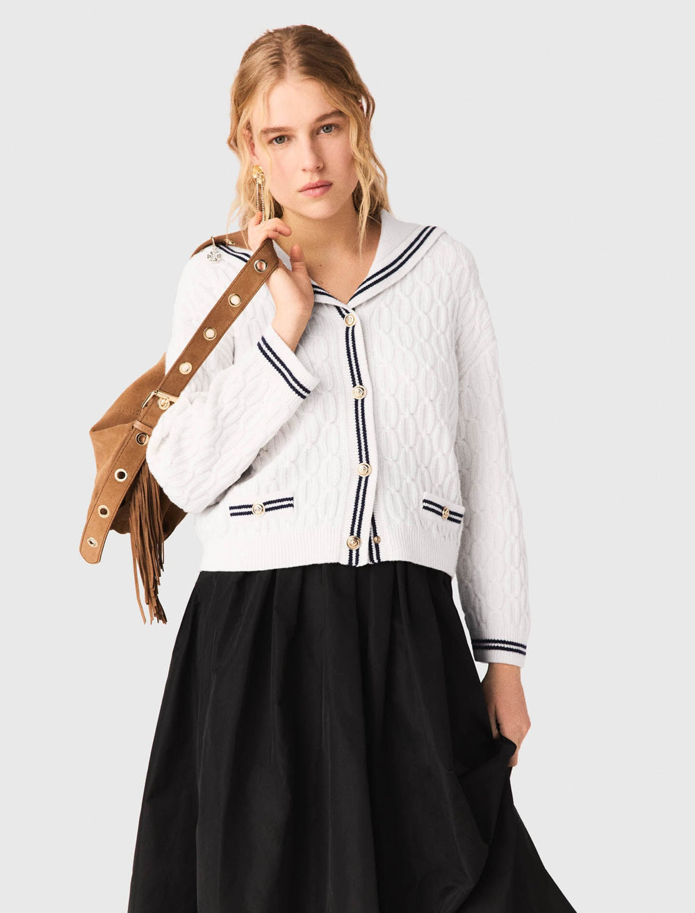 Maje Outlet / maxi skirt with contrast waistband