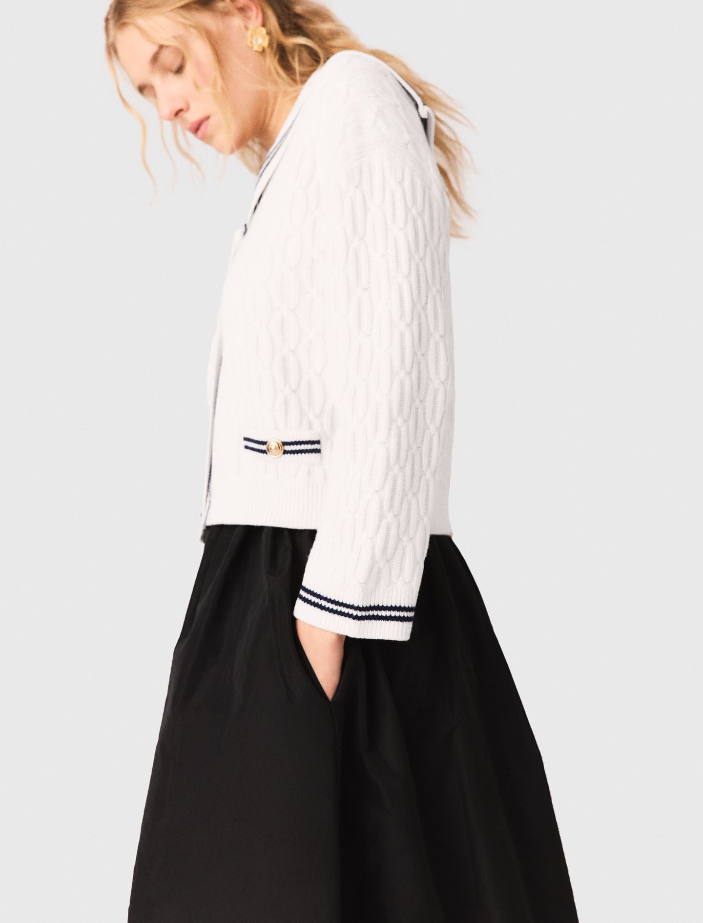 Maje Outlet / maxi skirt with contrast waistband