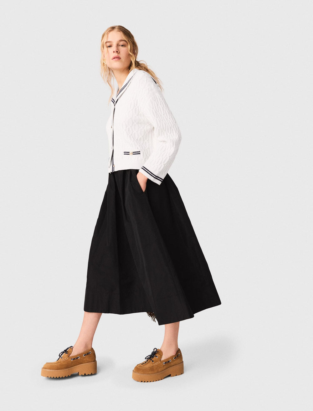Maje Outlet / maxi skirt with contrast waistband