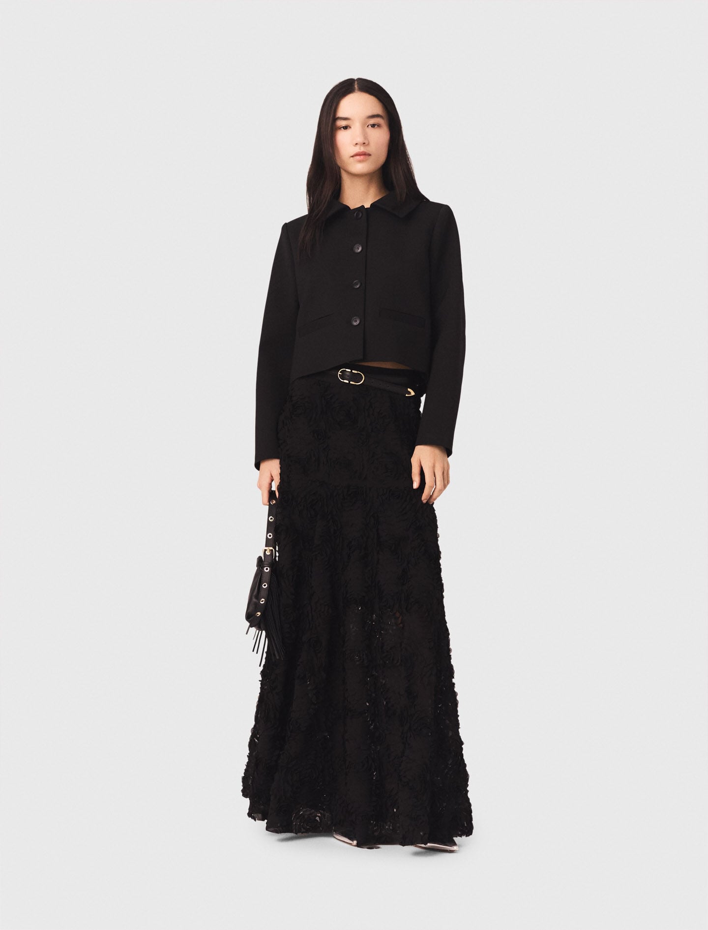 Maje New / Long embroidered skirt