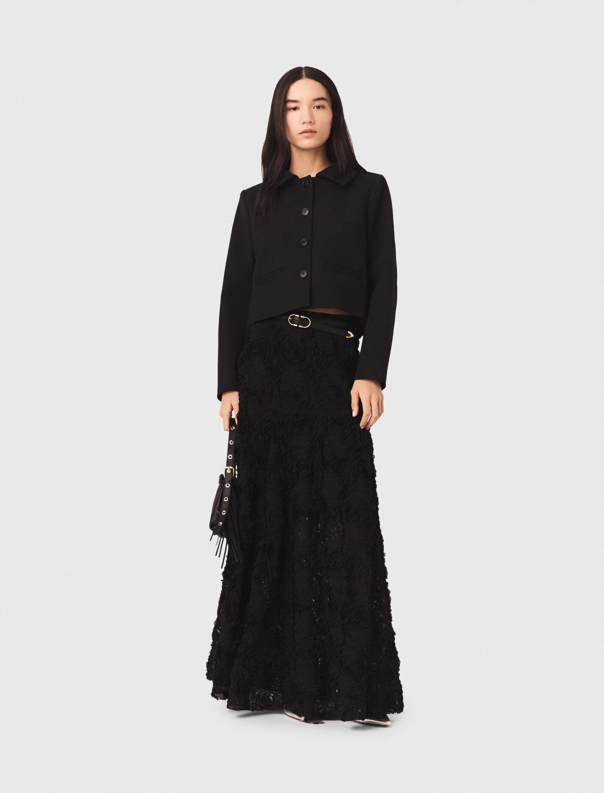 Maje New / Long embroidered skirt