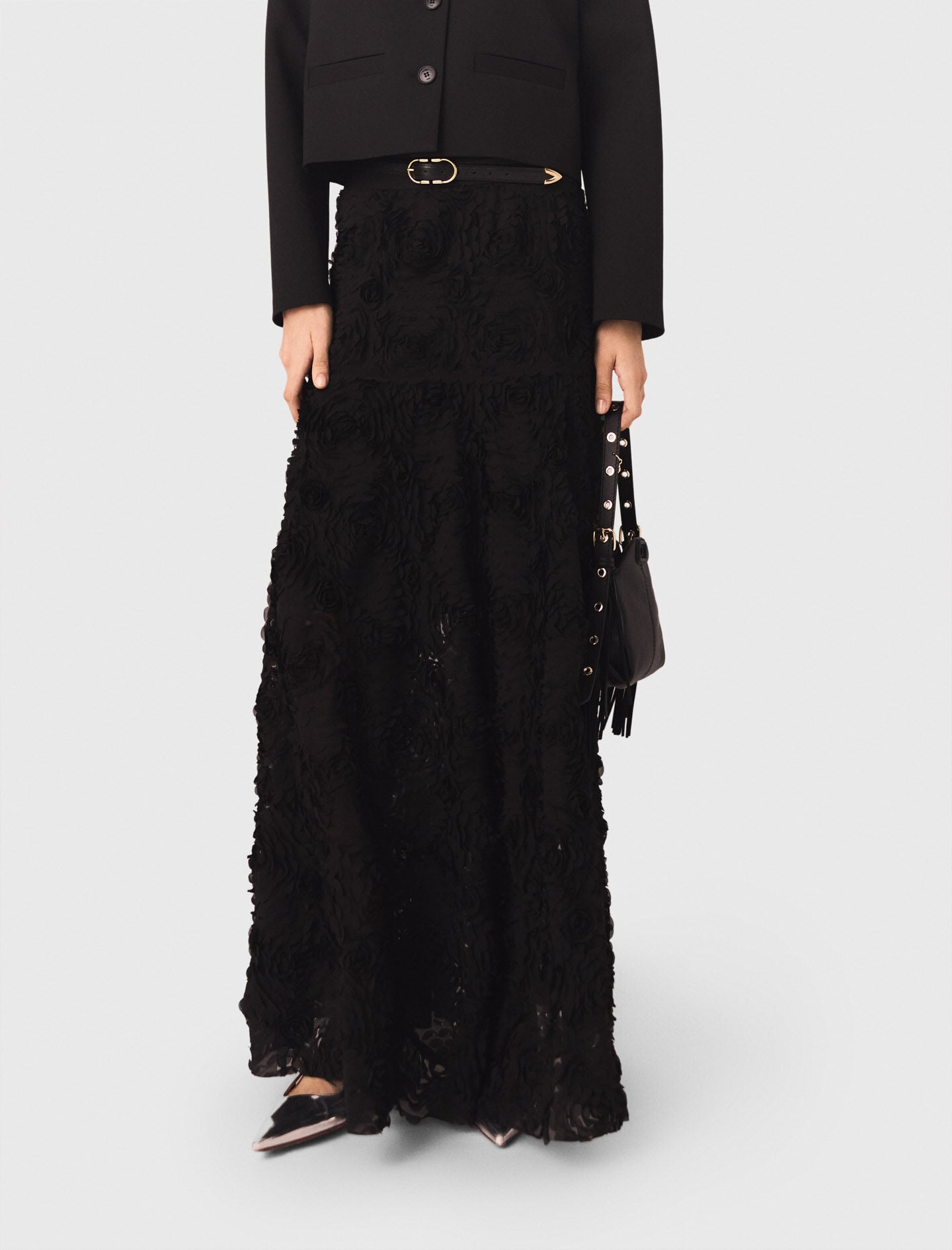 Maje New / Long embroidered skirt