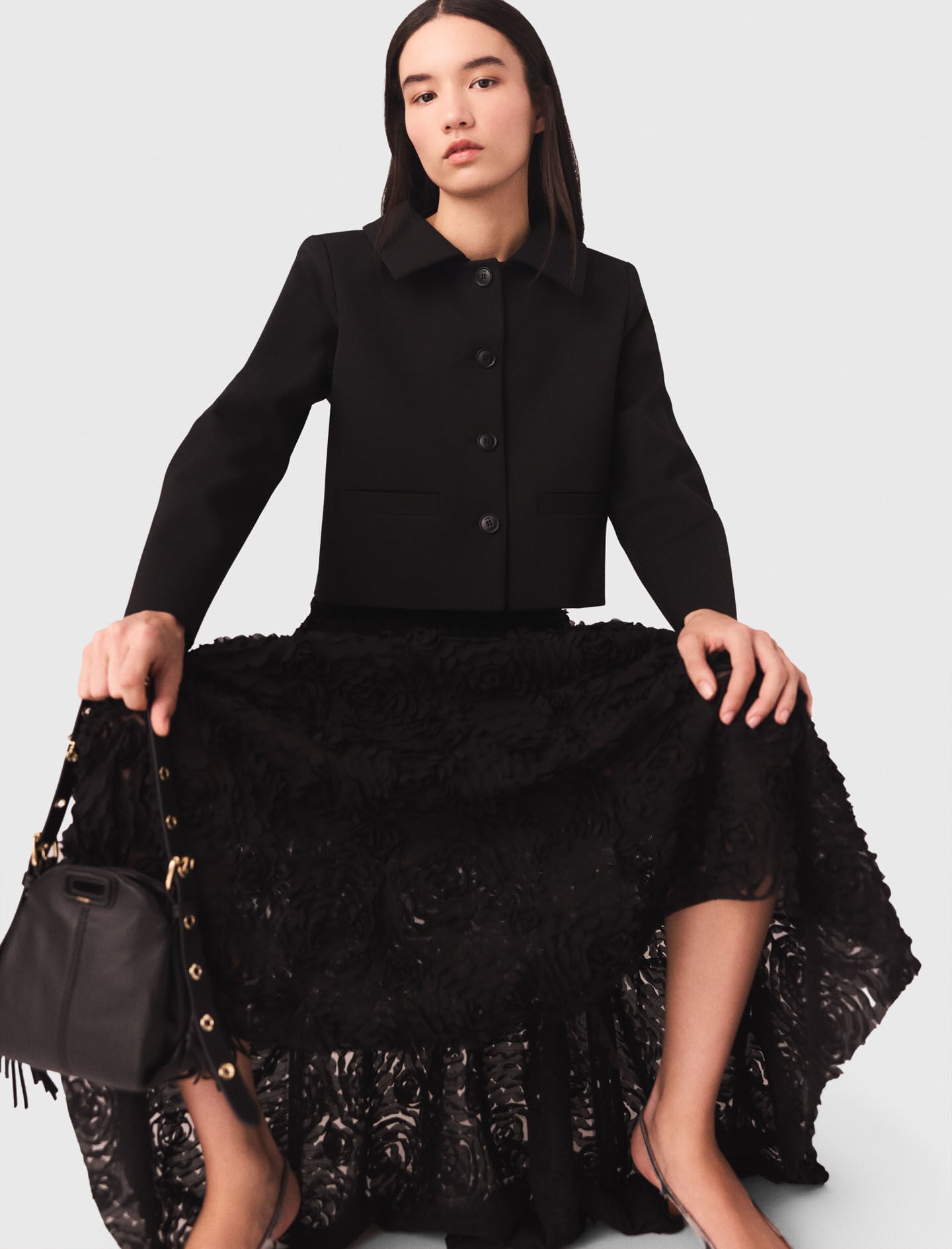 Maje New / Long embroidered skirt