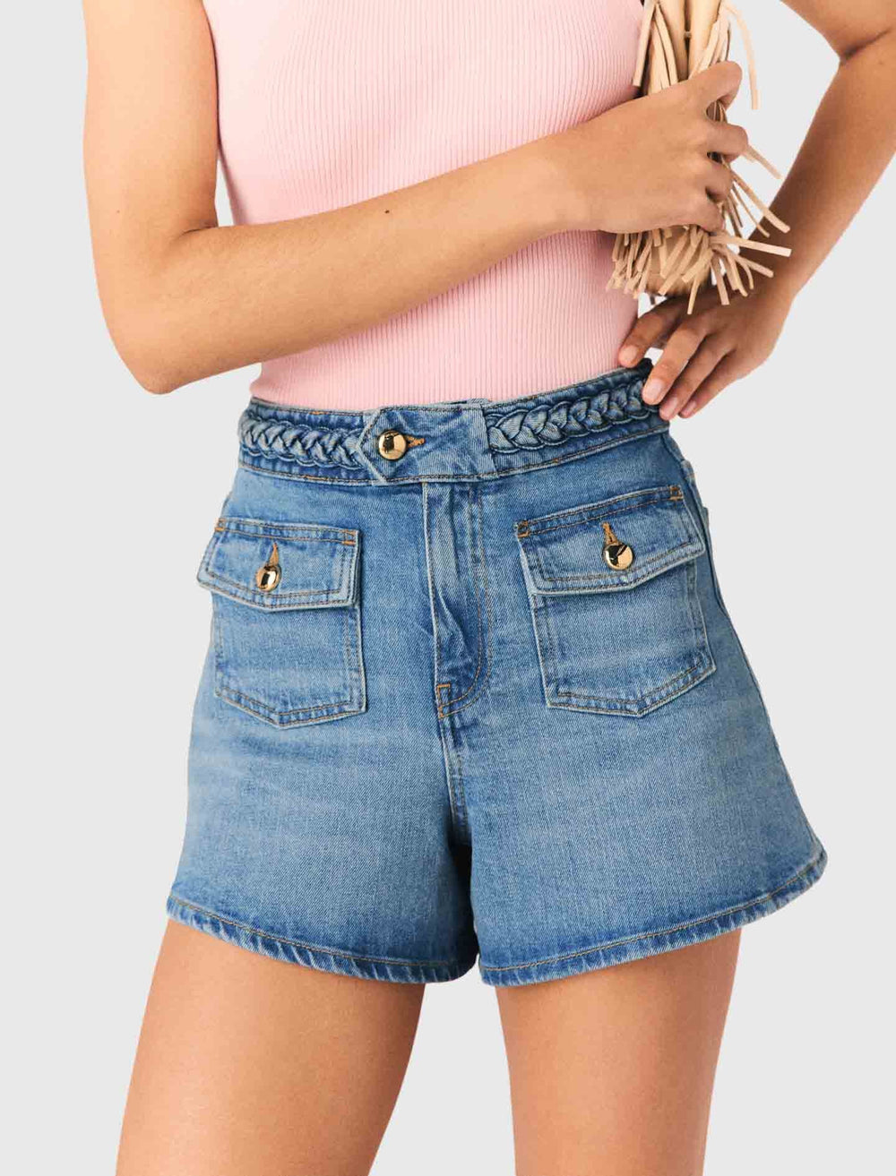 Maje Online / Braided denim shorts