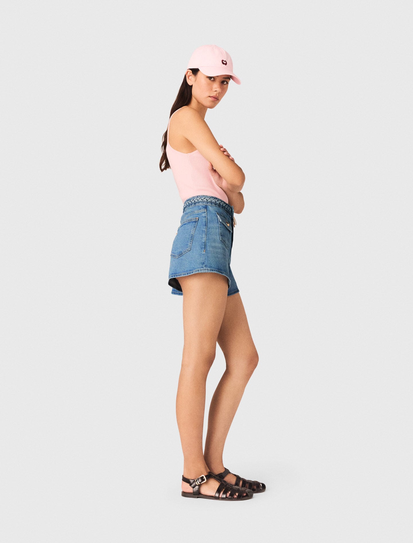 Maje Online / Braided denim shorts