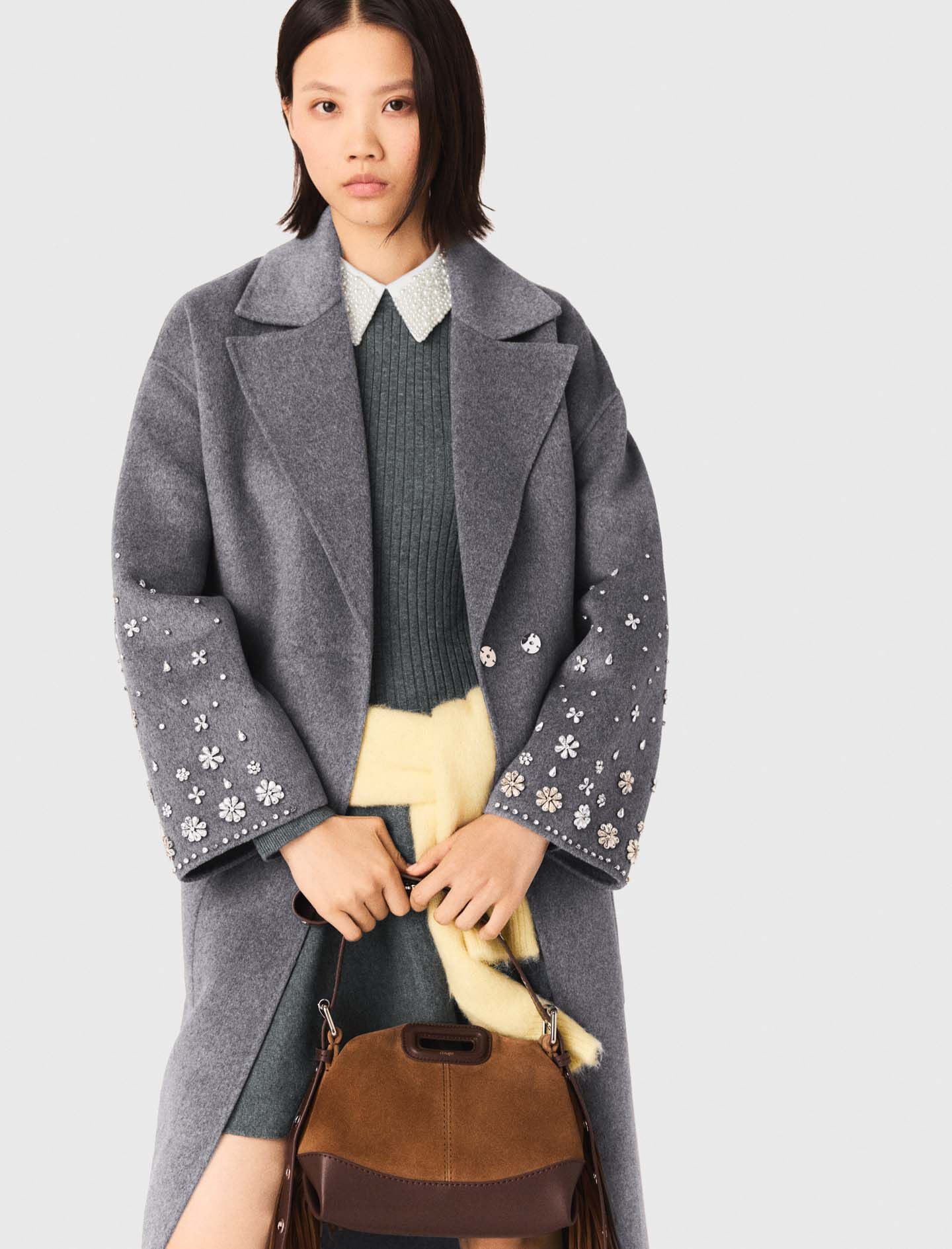 Maje Shop / Long double-faced rhinestone coat