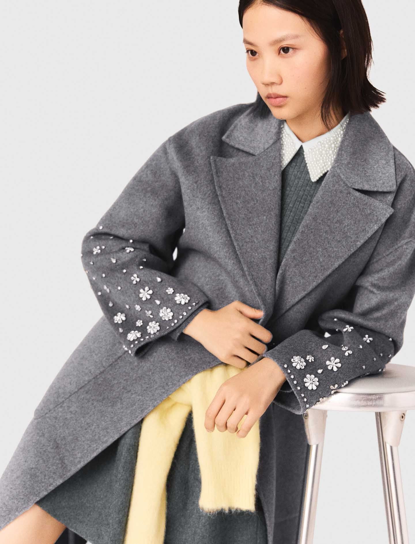 Maje Shop / Long double-faced rhinestone coat