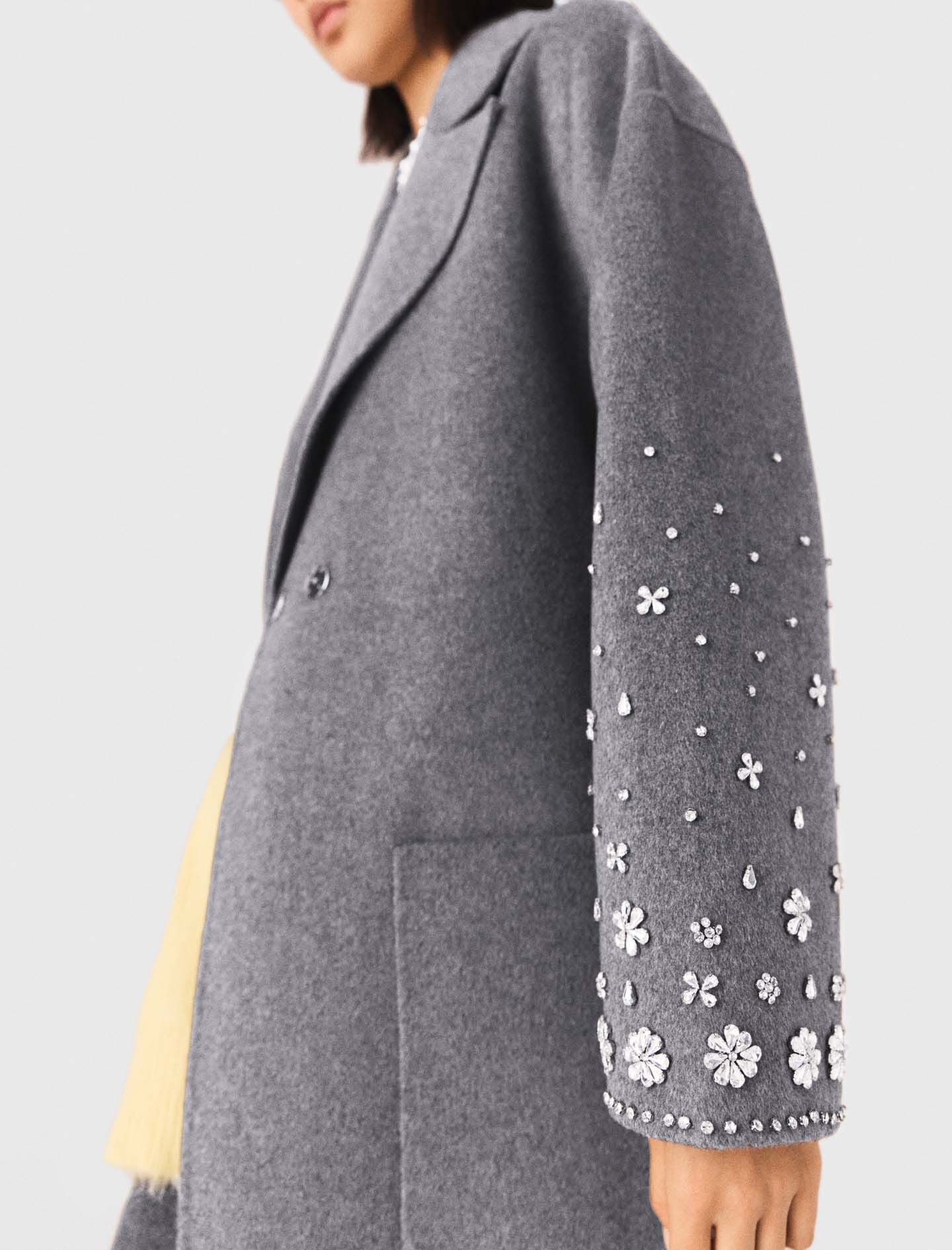 Maje Shop / Long double-faced rhinestone coat