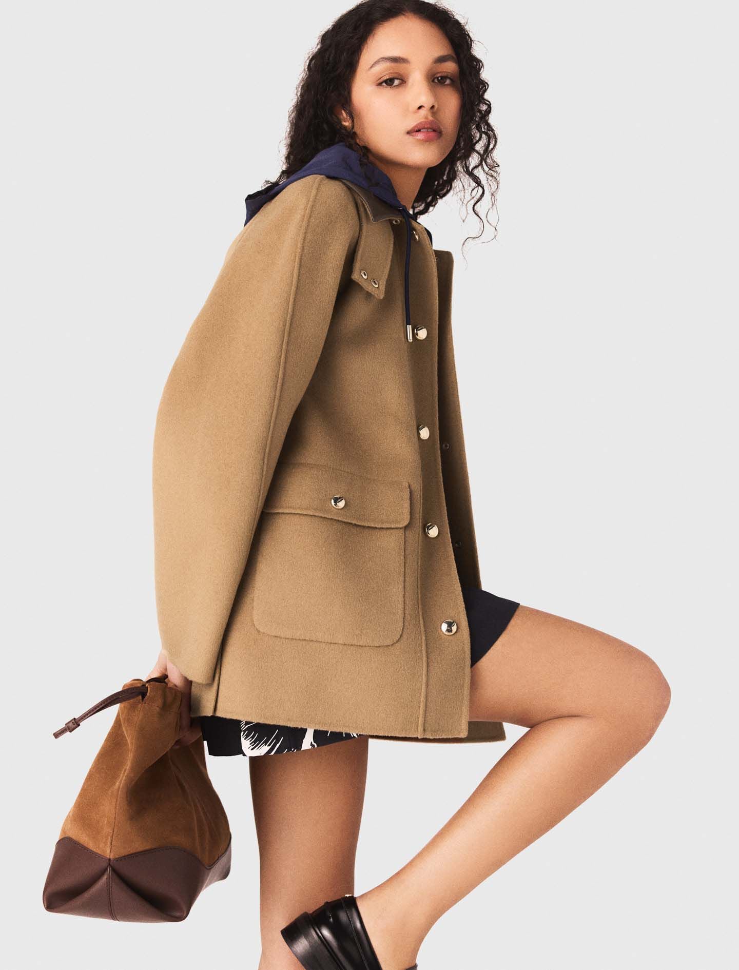 Maje Sale / Wool coat with removable hood