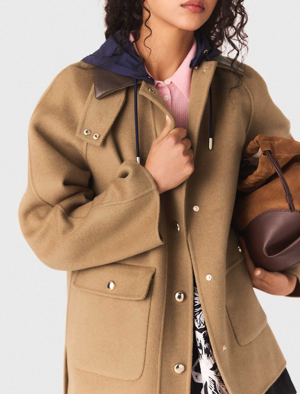 Maje Sale / Wool coat with removable hood
