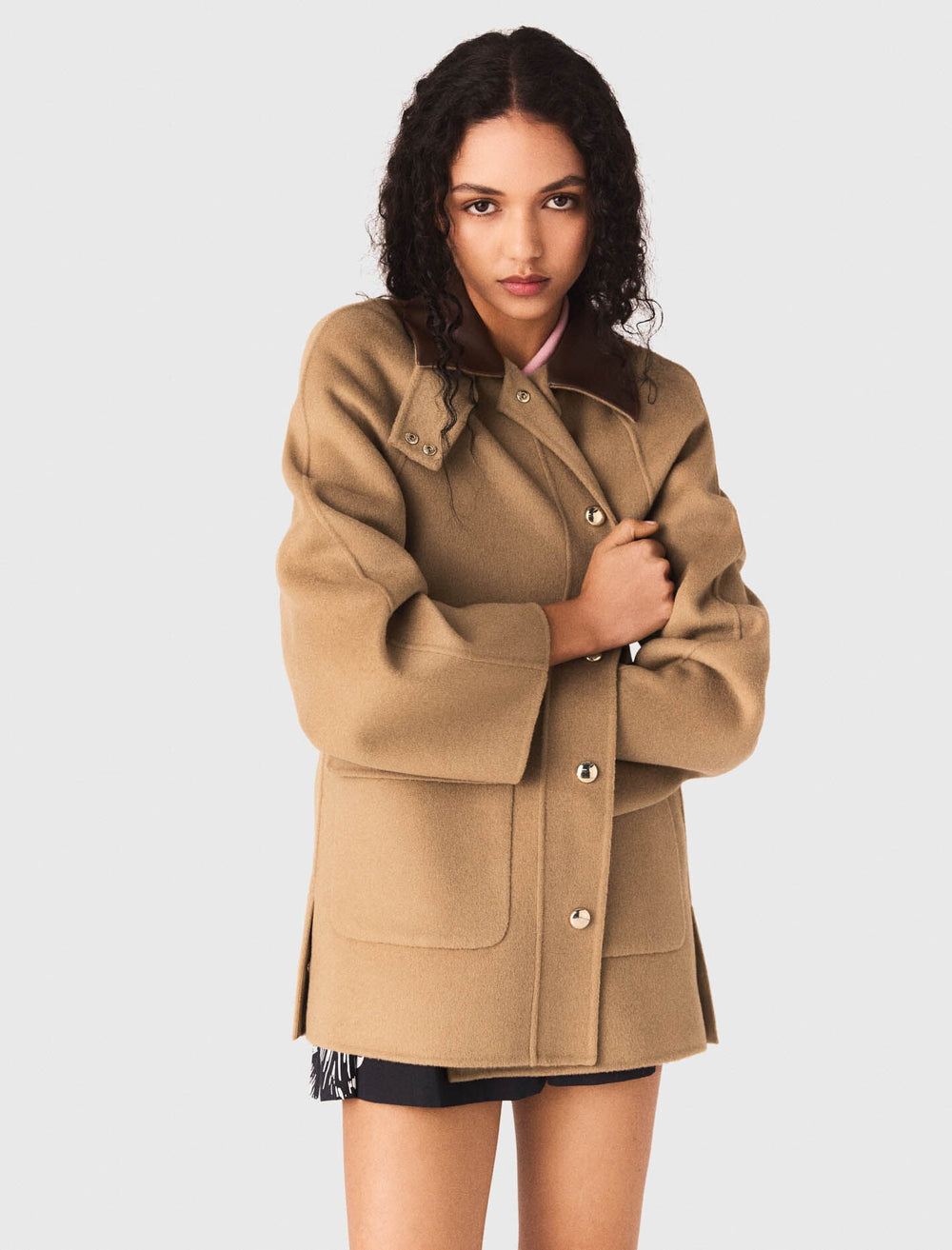 Maje Sale / Wool coat with removable hood