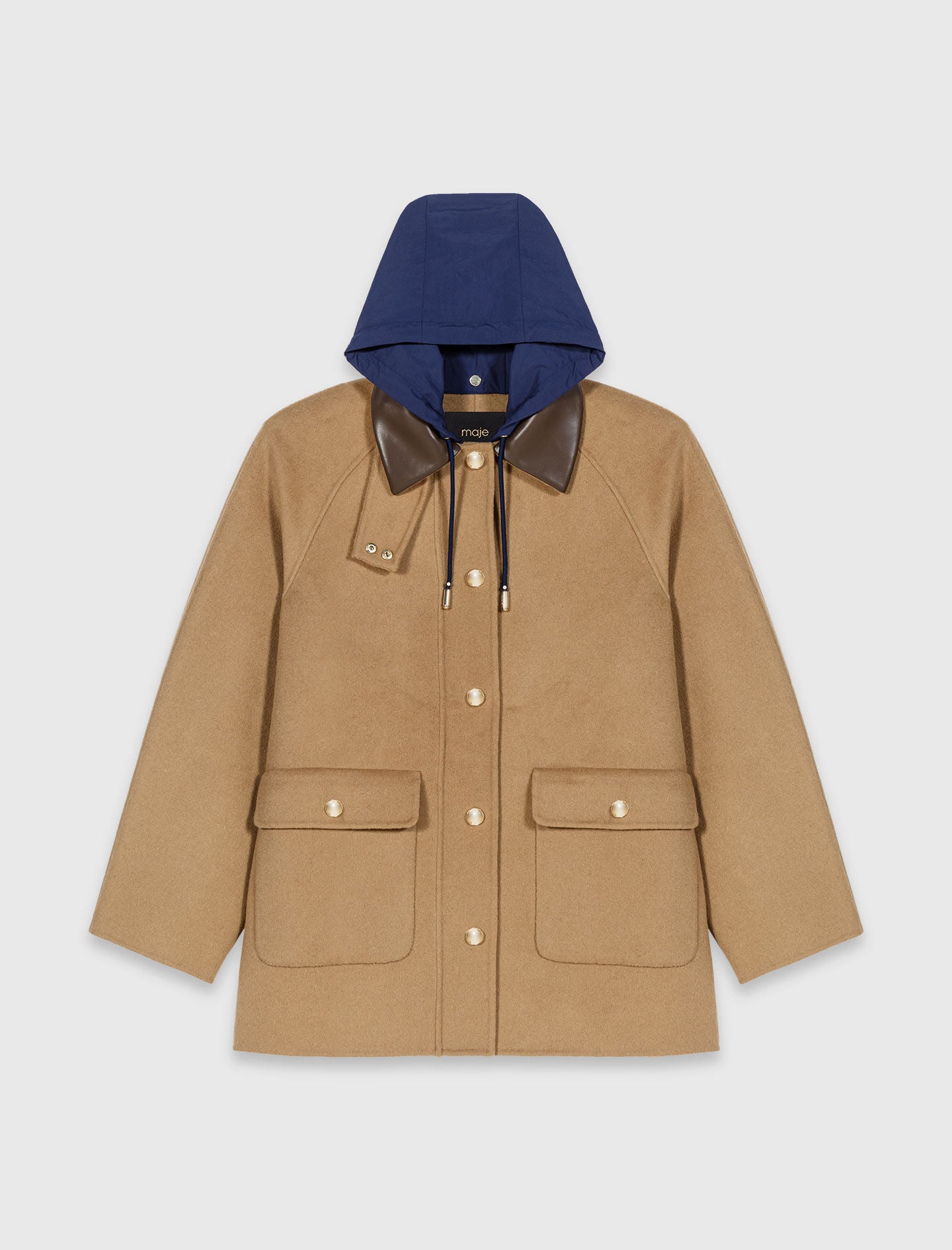 Maje Sale / Wool coat with removable hood