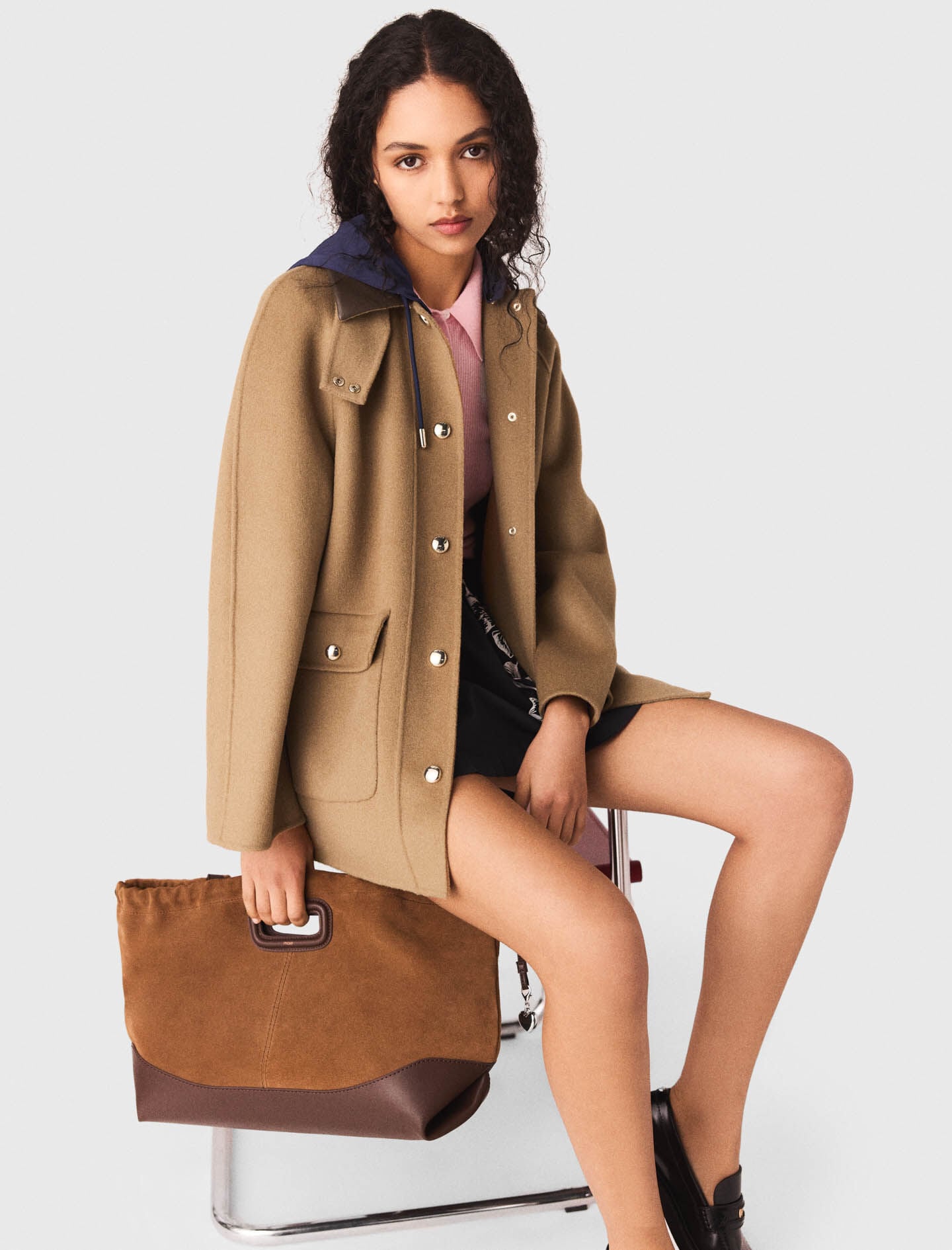 Maje Sale / Wool coat with removable hood