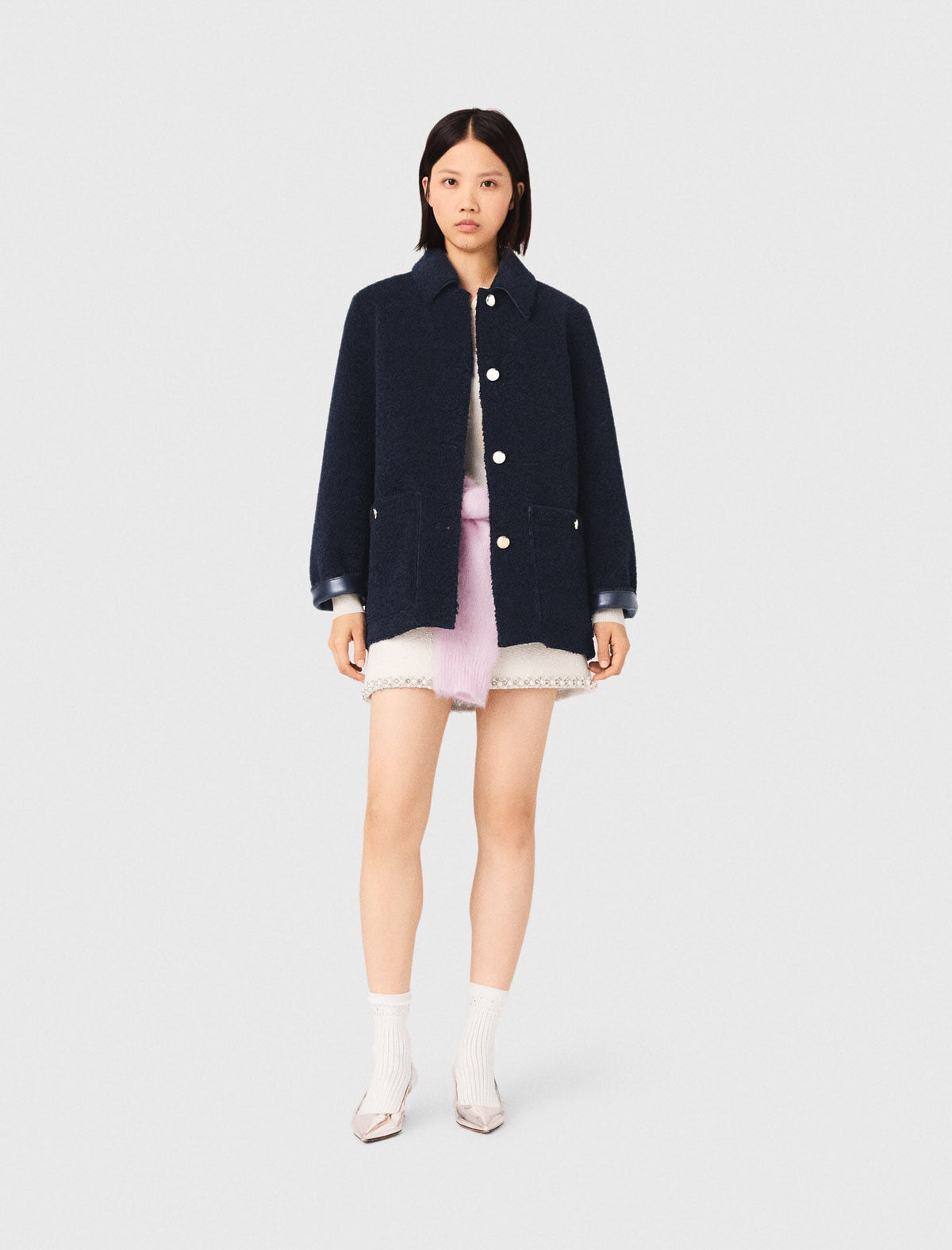 Maje On Sale / Leather & faux shearling jacket