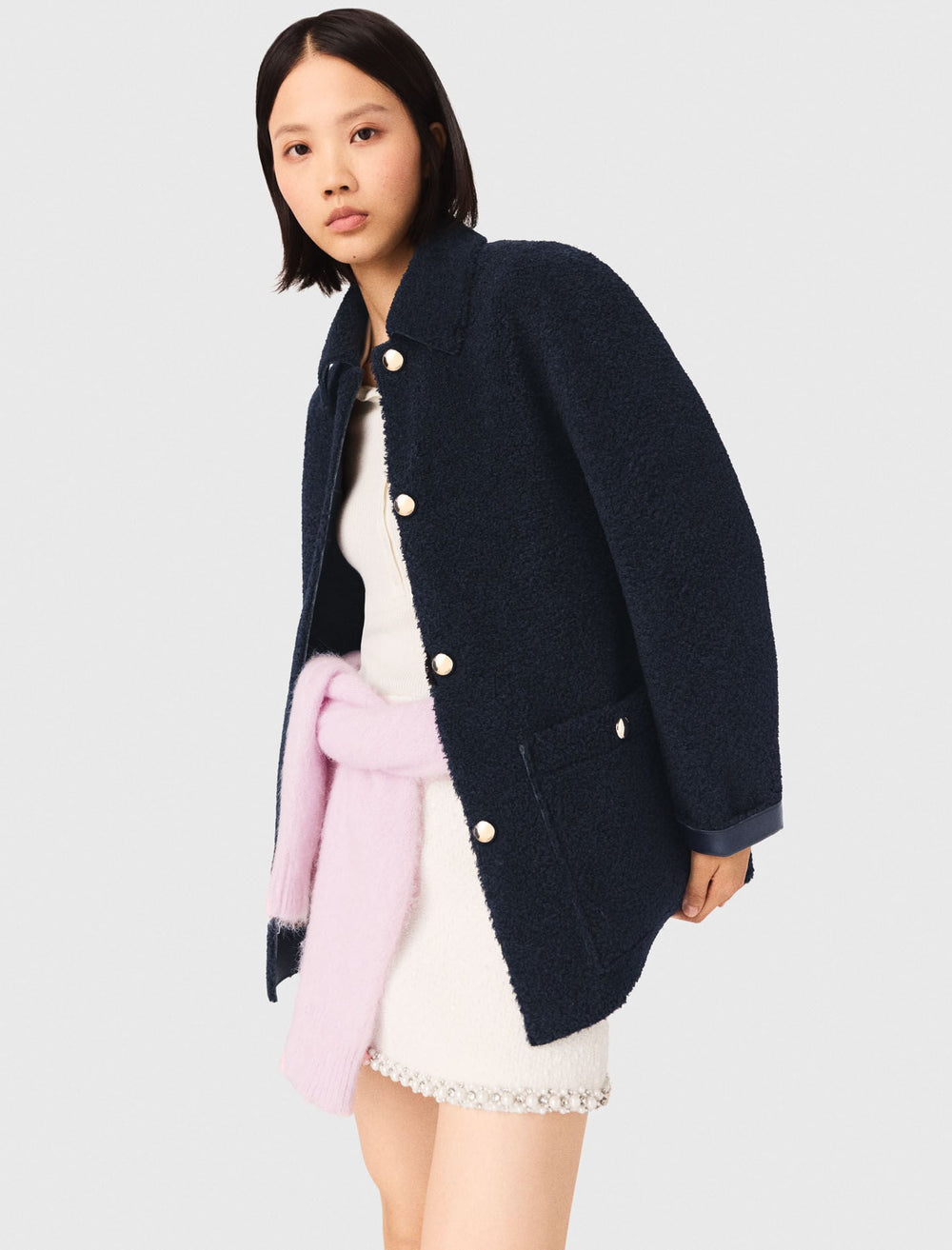 Maje On Sale / Leather & faux shearling jacket