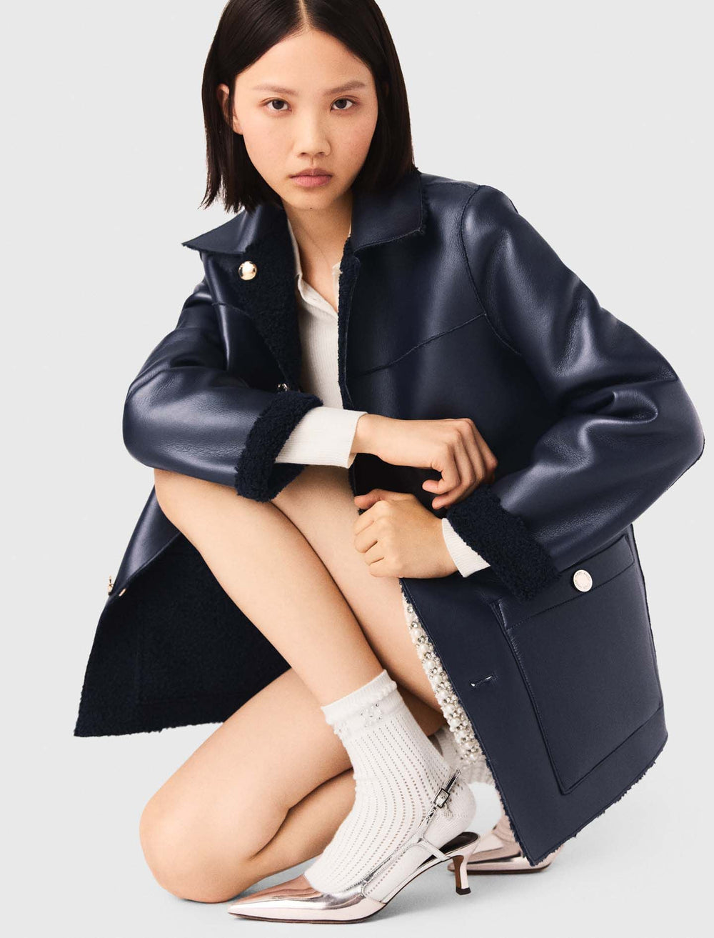 Maje On Sale / Leather & faux shearling jacket