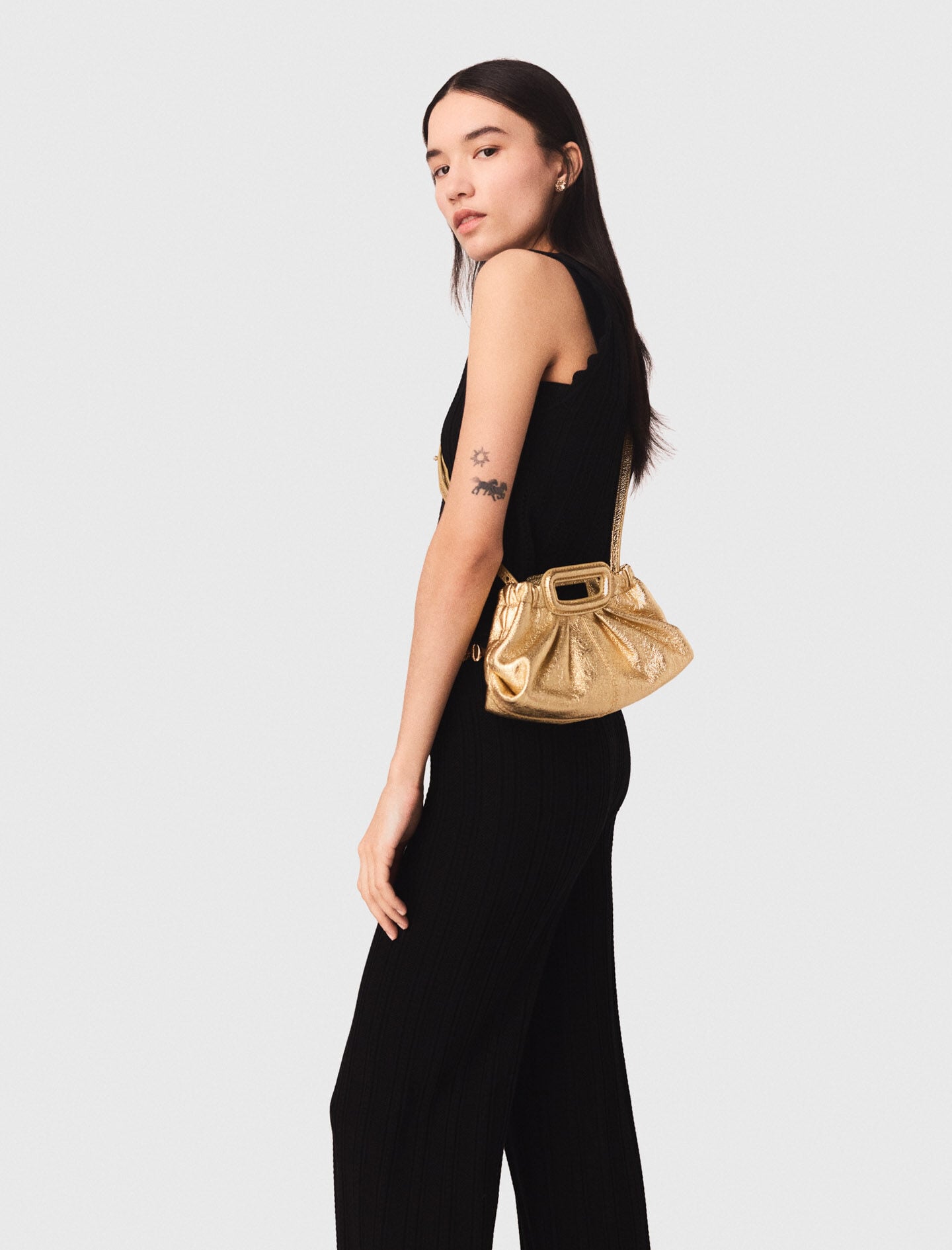 Maje Outlet / Metallic leather Milpli mini Clutch