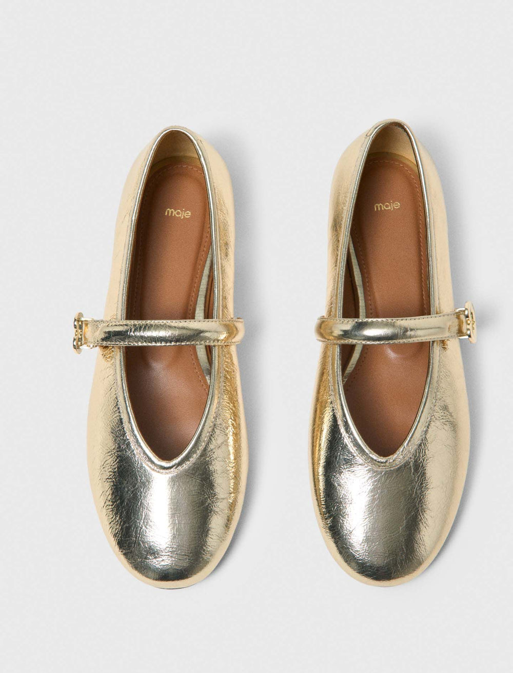 Maje Online / Metallic leather ballet flats