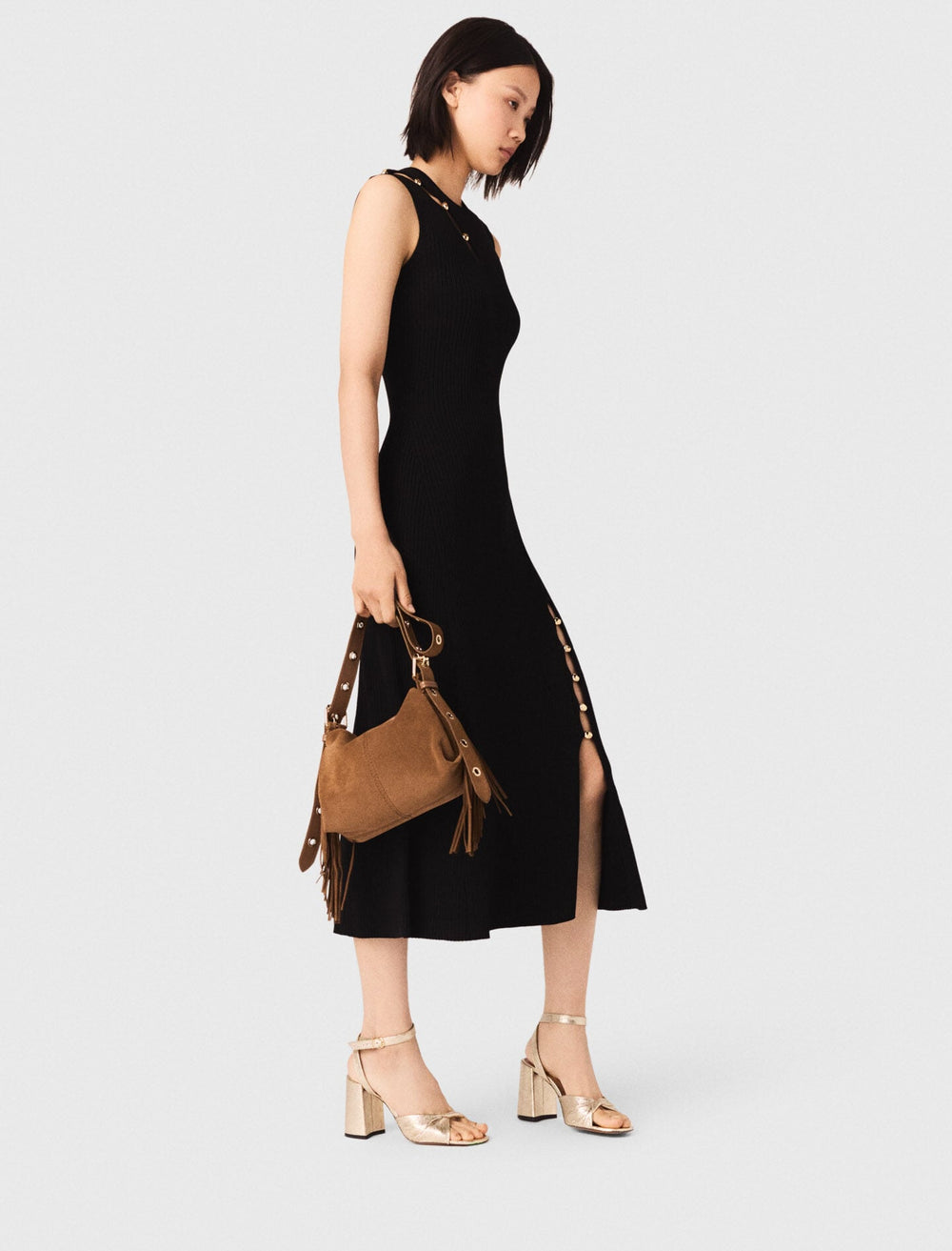 Maje Outlet / Metallic leather sandals with heels