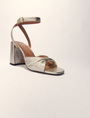 Maje Outlet / Metallic leather sandals with heels