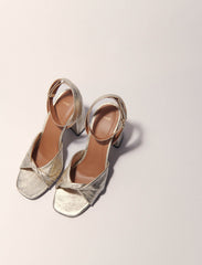 Maje Outlet / Metallic leather sandals with heels