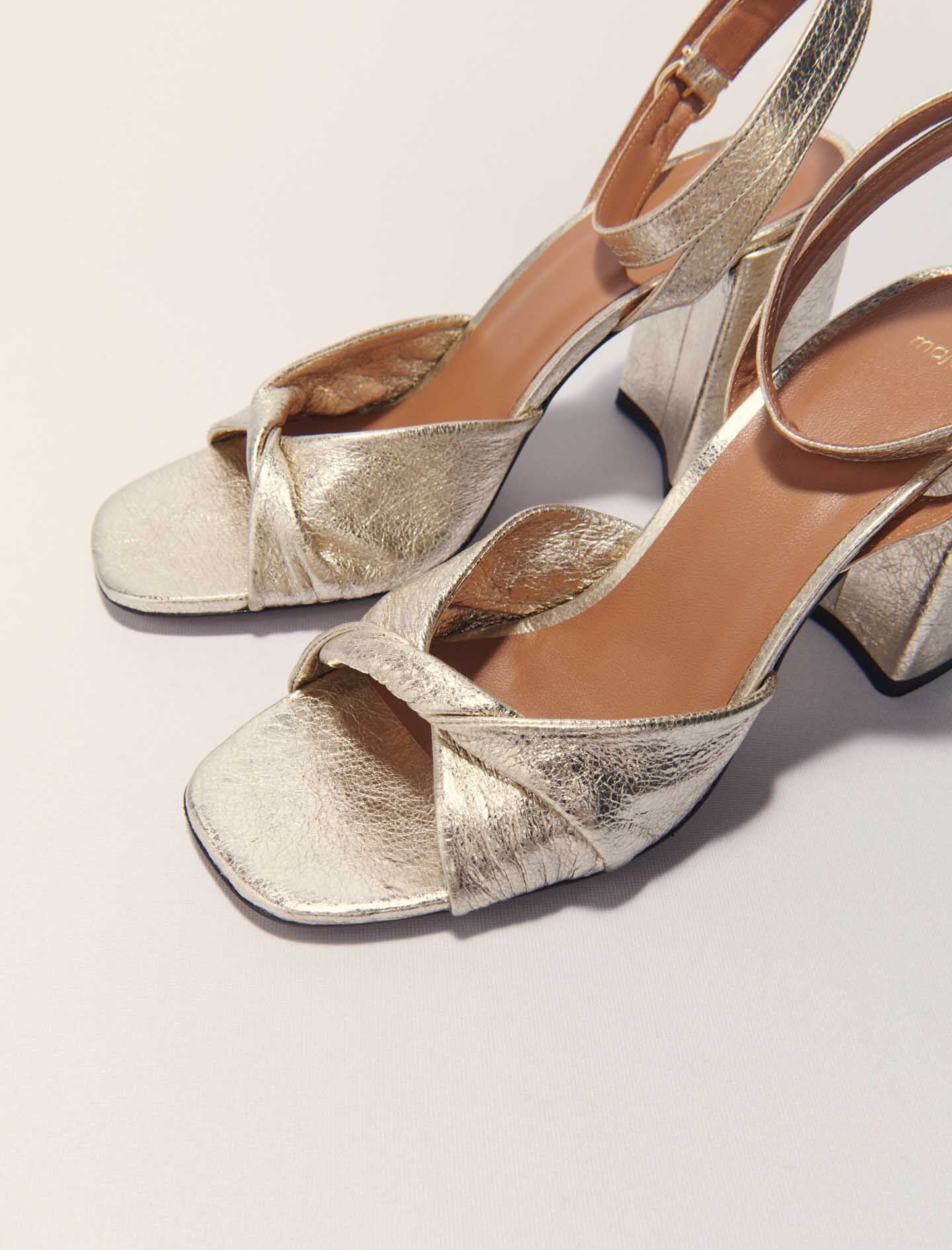 Maje Outlet / Metallic leather sandals with heels
