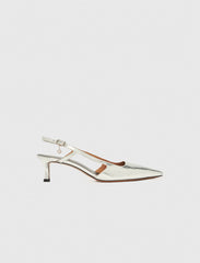 Maje New / Silver leather strappy heels