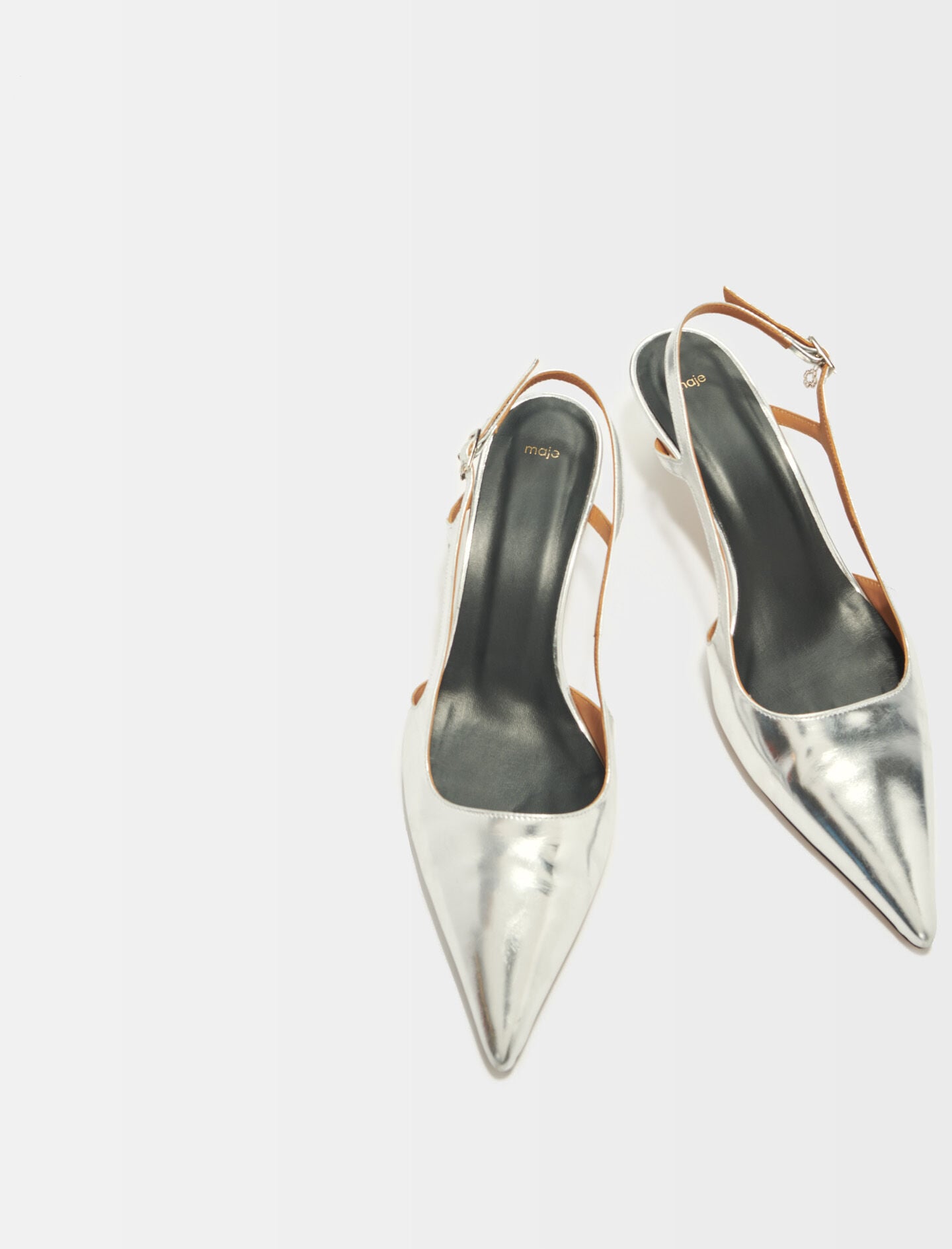 Maje New / Silver leather strappy heels