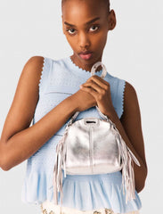 Maje Discount / Metallic leather Miss M micro bag