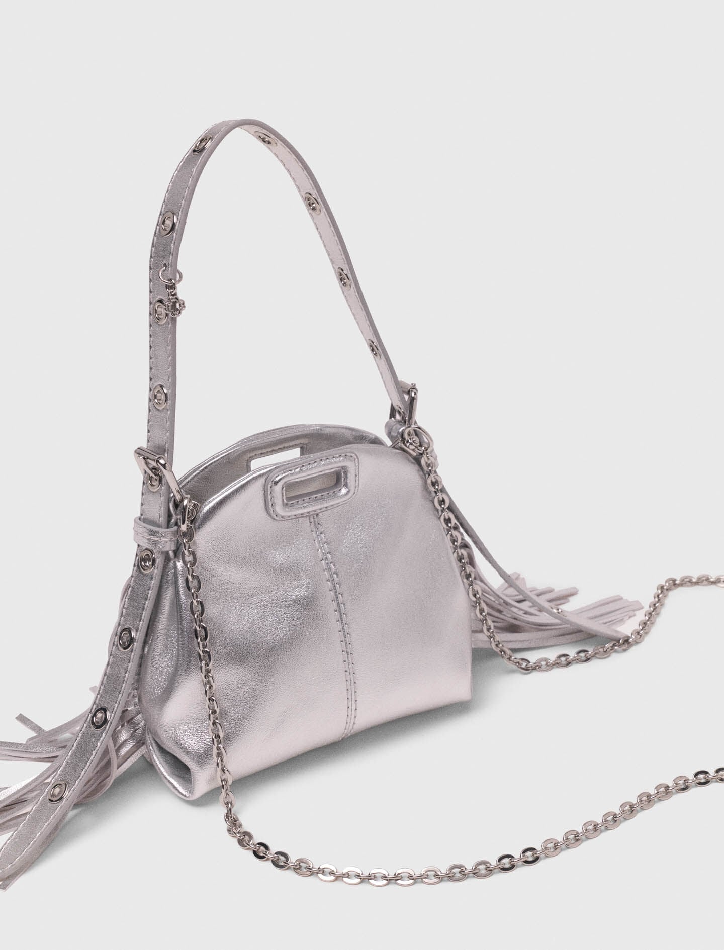 Maje Discount / Metallic leather Miss M micro bag
