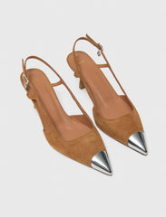 Maje Shop / Metallic-toe suede pumps