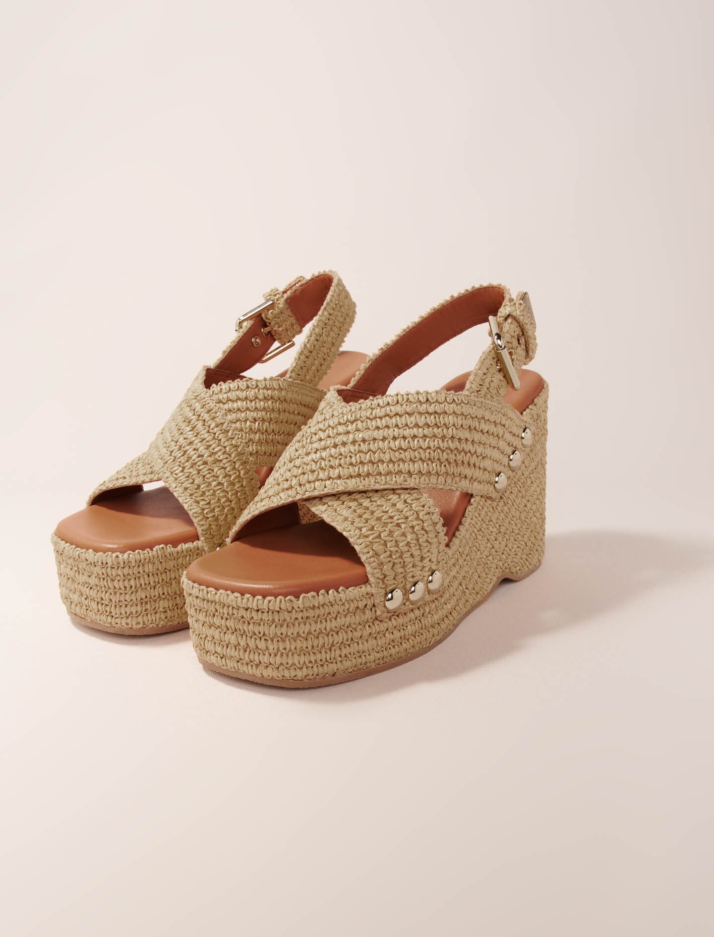 Maje Discount / Wedge sandals with raffia effect