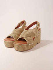 Maje Discount / Wedge sandals with raffia effect