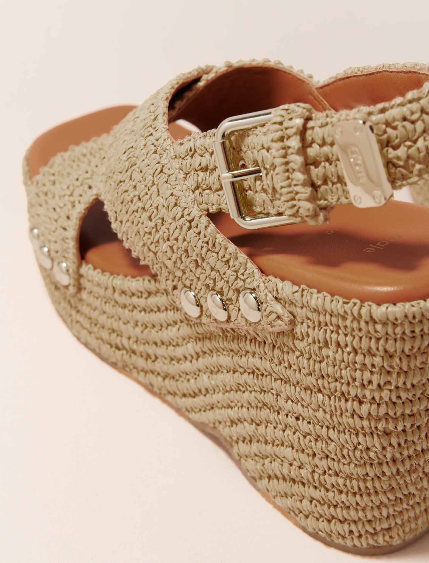 Maje Discount / Wedge sandals with raffia effect