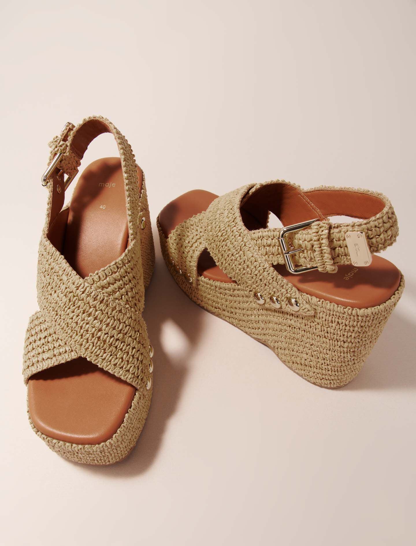 Maje Discount / Wedge sandals with raffia effect